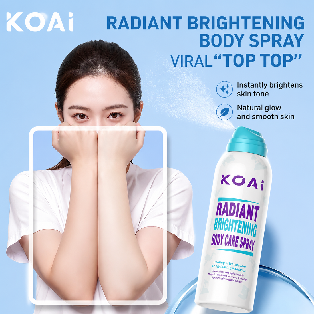 KOAi 150ml Body Tone-Up Spray | Instant BB Tone-Up | Natural Skin Brightening | Waterproof & Non-Sticky